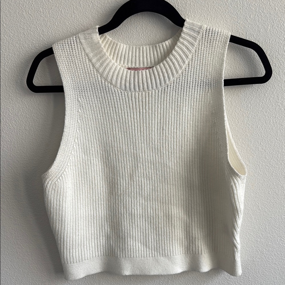White Sleeveless Knit Top